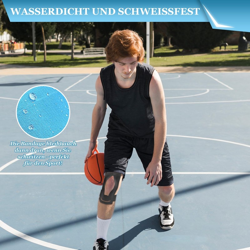 KASURE 15 Stück PreCut Kinesiotapes, Sportband, Knie Tape, Wasserdichtes Elastisches