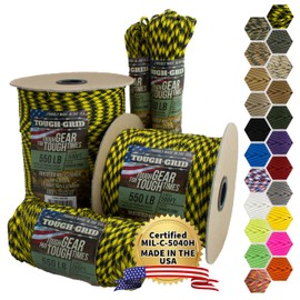 TOUGH-GRID Premium 550lb Paracord Rope - Made in USA - 100% Nylon Type III Mil-Spec - UV & Abrasion Resistant - Heavy Duty Strands - Outdoor Survival Rope - Used by US Military - 500ft - Danger Zone
