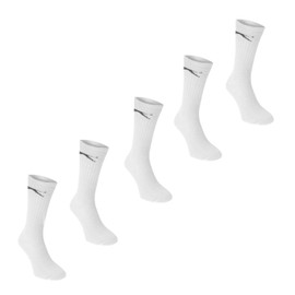 Slazenger Mens 5 Pack Crew Socks Elasticated Ankle Opening Mens 7-11 White