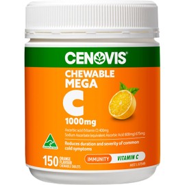 Cenovis Mega C 1000mg – 150 Chewable Tablets – High Strength Vitamin C for Immune Support – Orange Flavour – Helps Reduce Cold Symptoms & Boosts Immunity