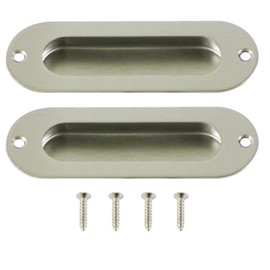 UOOOM 2 pcs Oval Recessed Flush Door Pull Handle Sliding Door Hidden Concealed Screw