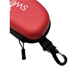 Swimz Armour Swim Goggle Case Pro – Semi‑Rigid EVA Protective Goggles Holder with Carabiner Clip (Red/Black/White)