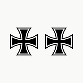 AUTODOMY Iron Cross Sticker Pack of 2 for Car or Motorcycle (Black)