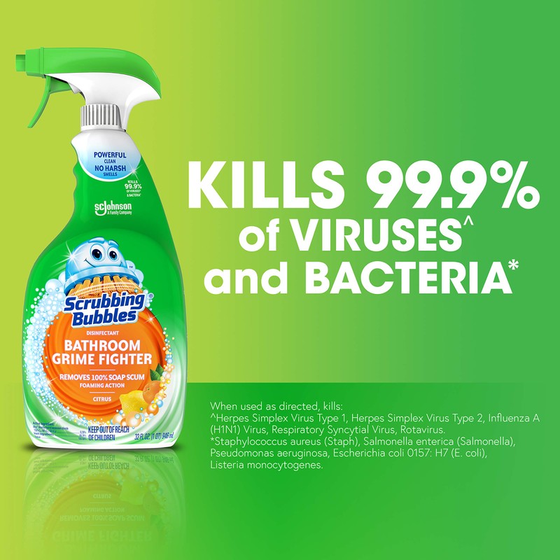 Scrubbing Bubbles Bathroom Grime Fighter Disinfectant Cleaner, Citrus Scent, 32oz