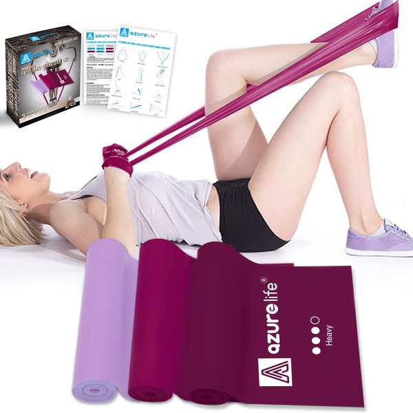 A AZURELIFE Resistance Bands, Professional Non-Latex Elastic Exercise Bands, 5