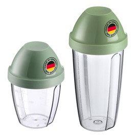 Westmark 2 Mixing and Shaking Cups/Shaker with Removable Mixing Disc - Capacity 1 x 0.5 L and 0.25 L Each Plastic, BPA-Free - Transparent/Mint Green, 309022E6