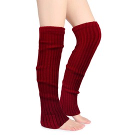 Joyingtwo Thigh Highs Leg Warmers for Women Over Knee High Leg Warmer Crochet Long Socks ((1p) burgundy)