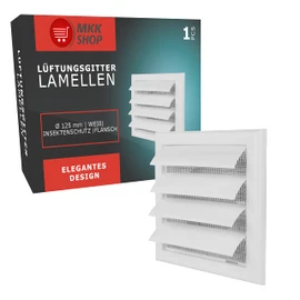 Air vent Gravity flap for 125mm duct, Plastic white(TN4)