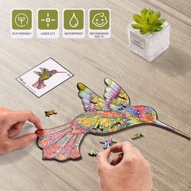 BananMelonBM Hummingbird Wooden Puzzle for Adults, 108 PCS Animal Unique Shaped Wooden Jigsaw Puzzles - 7.55 x 10.78 Inches, Creative Gift for Teenagers and Adults