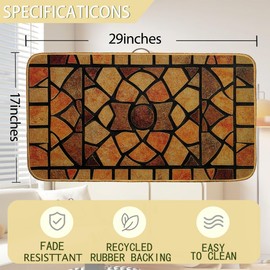 Brown Stone Welcome Door Mat, Non-Slip Front Doormat for Indoor 30x17 Inch, Summer Porch Decor, Low Profile Entrance Rug for Home, Housewarming Gift