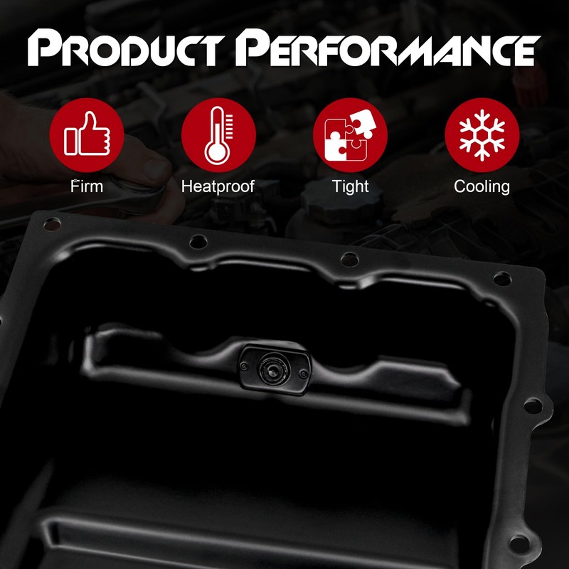 Transmission Oil Pan with Drain Plug & Gasket, Compatible with