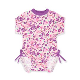 BesserBay UV Protection Swimsuit One Piece Floral Purple Bathing Suit for Girls 24-36 Months