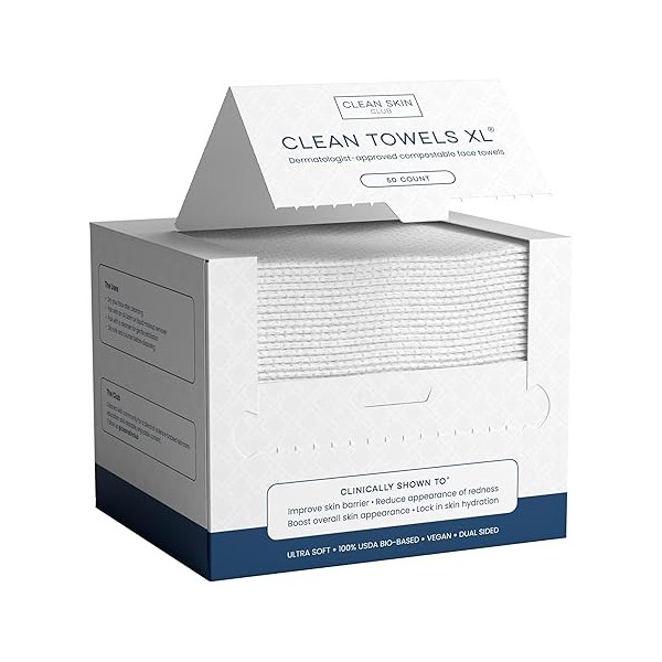Clean Skin Club Clean Towels XL™, 100% USDA Biobased Face