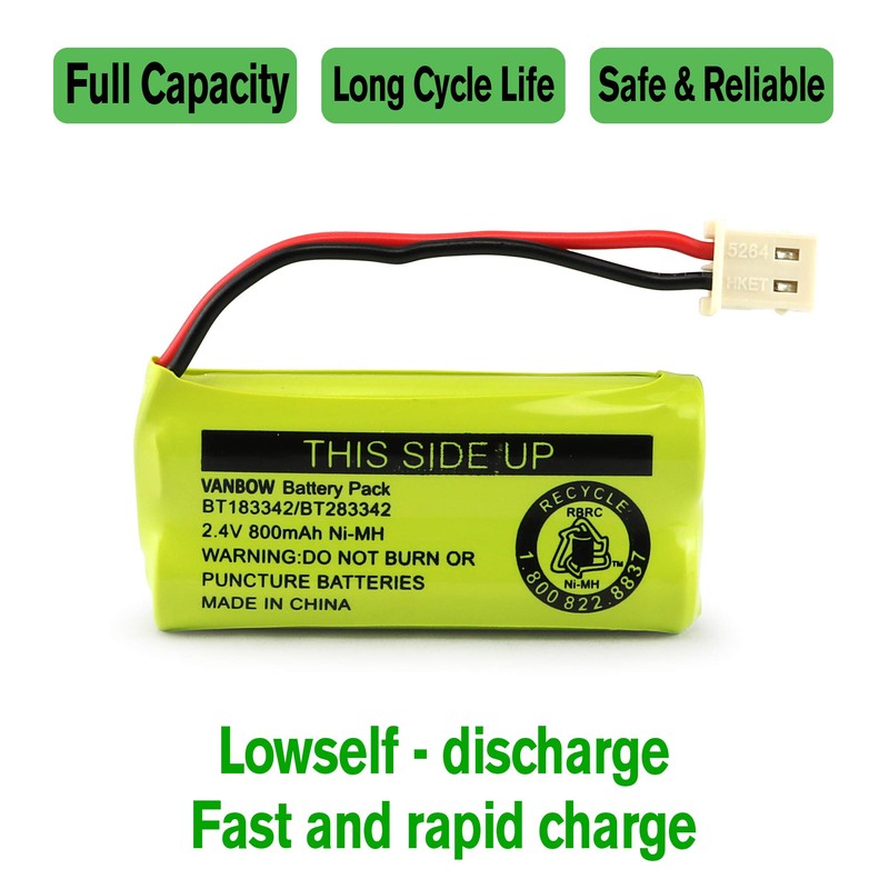 VANBOW BT183342/BT283342 2.4V 800mAh Ni-MH Battery Pack, Compatible with AT&T