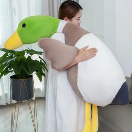 Pasrdqoyp Mallard Duck Plush,Mallard Duck Stuffed Animals, Soft Furry Duck Stuffed Animal Pillow,Huge Duck Plush Hugging Pillow Gifts for Every Age (47.2in)