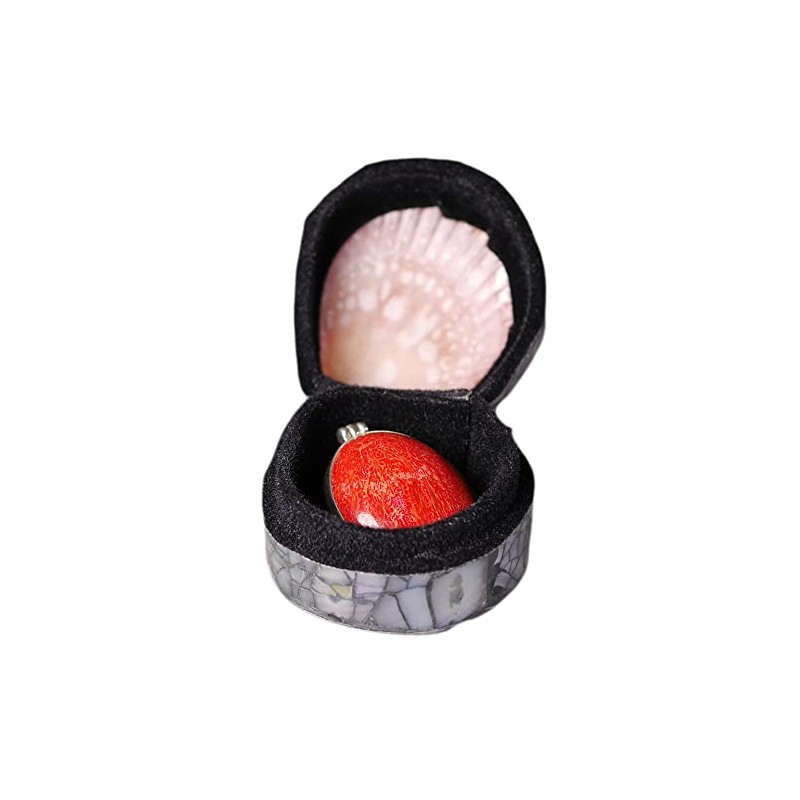 ART-CRAFT Small Shell Box Orange Ring Box with Lid Ring