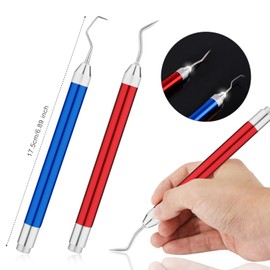 2pcs LED Weeding Tools for Vinyl, Lighted Vinyl Weeding Tools with Light Craft Weeding Tools with Hooks 2 Colors Vinyl Tools for DIY Crafting Silhouettes Cameos(Mix, Red, Blue)
