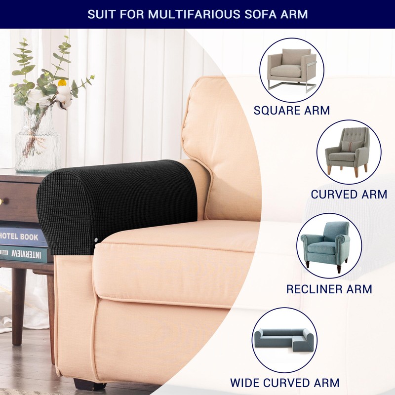 SUBRTEX Stretch Couch Arm Covers Set of 2, Checkered Sofa