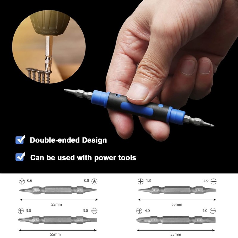 2 Pcs Screwdriver Portable 4 in 1 Screwdriver Robust Doubled