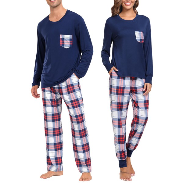 SWOMOG Couples Christmas Pajamas Family Xmas Pajamas Matching Sets Holiday