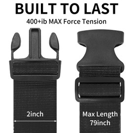 DAWNTREES Luggage Straps,4 Pack Heavy Duty Adjustable Suitcase Belt with Lockable Buckle, Security Straps for Air Travel, Extend Bag Lifespan (Black)