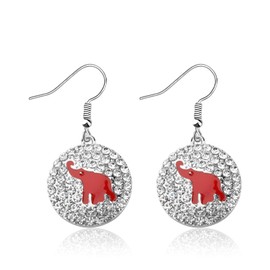CENWA Sorority Jewelry Gift Red Elephant Sorority Earrings Greek Sorority Gift, Metal, alloy