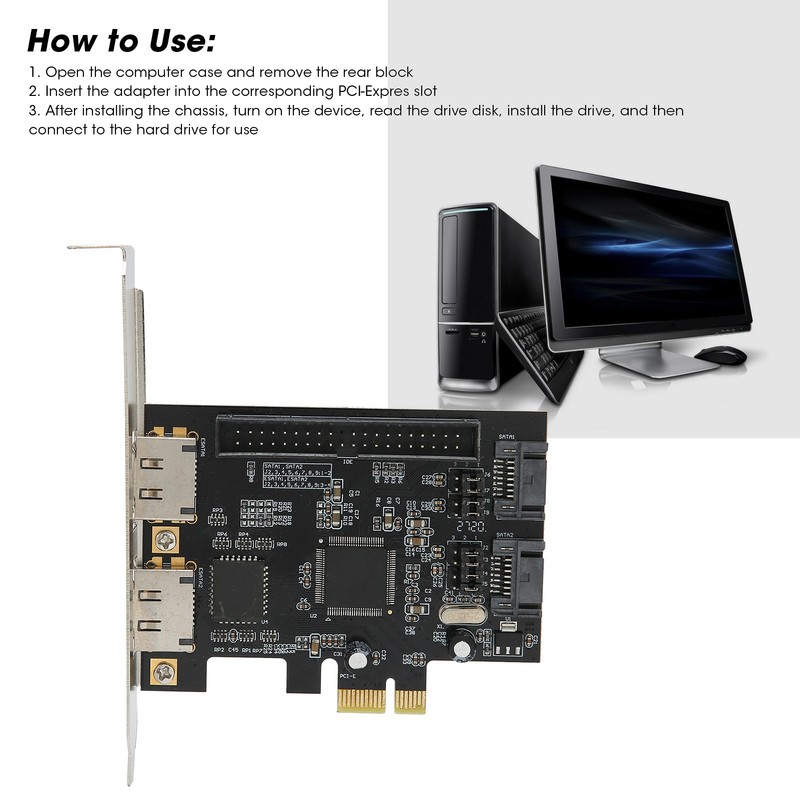 Adapter Card PCIe to SATA ESATA IDE PCB Network Converter