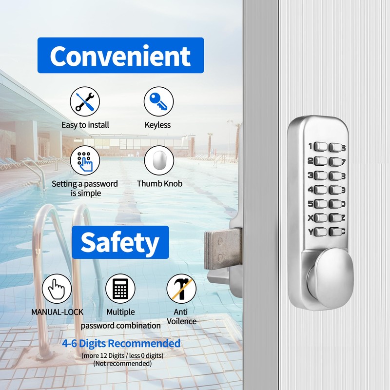 MUTEX Combination Door Lock MX250 Mechanical Keyless Surface Mount Deadbolt
