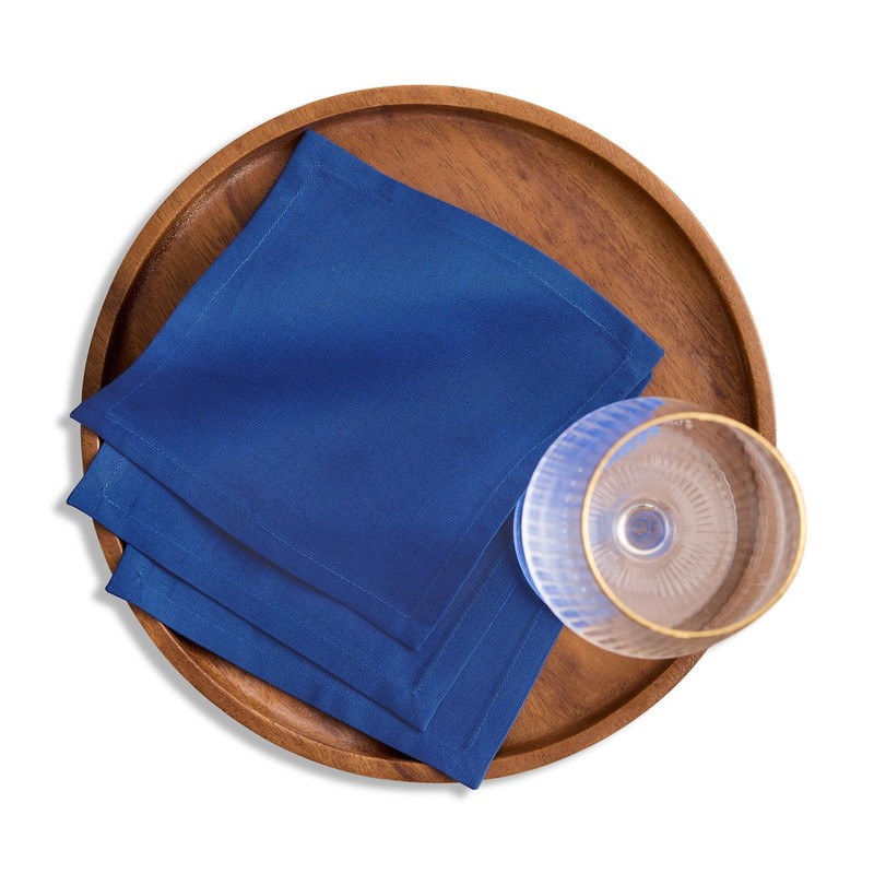 Solino Home 6 Inch Blue Cocktail Napkins Set of 12
