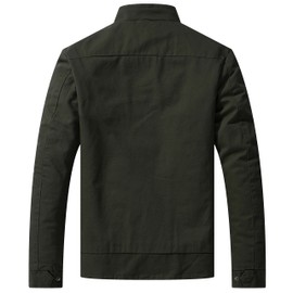 WenVen Men's Twill Cotton Field Jacket Light Utility Work Wear (Army Green, M)