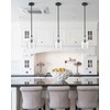 JEENKAE Modern Farmhouse Pendant Lighting for Kitchen Island Glass Black