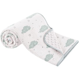 Susurration Susurration Baby Blanket 30x40inch Soft Fluffy Crib Blankets with Muslin Cotton Front and Dotted Fleece Back Receiving Blanket for Unisex Baby Girls Boys Newborn Infant (Sleeping Clouds)