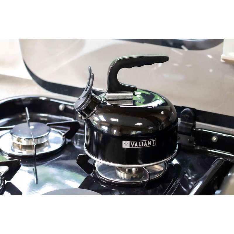 Valiant FIR559 1L Portable Camping Whistling Kettle-Black, Aluminium, 1 Liter