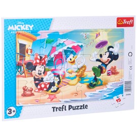 Trefl 15 Piece Baby Kids Infant Micky Mouse Playing On Beach Frame Jigsaw Puzzle
