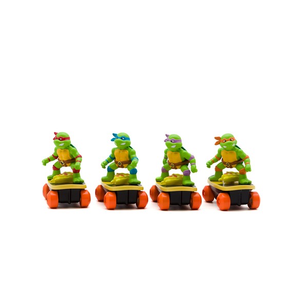 Teenage Mutant Ninja Turtles Switch Kick Skaters Pack of 4 - Gyro Self-Stabilizing Rip-Cord Powered Skateboard Toy – Gift, Stock Stuffer for Ages 3+