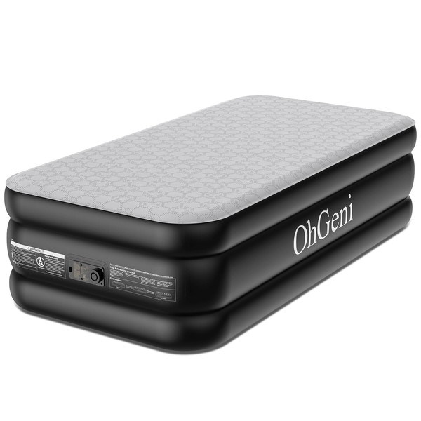 OhGeni Luxury Twin Air Mattress with Built-in Pump, Silk Foam