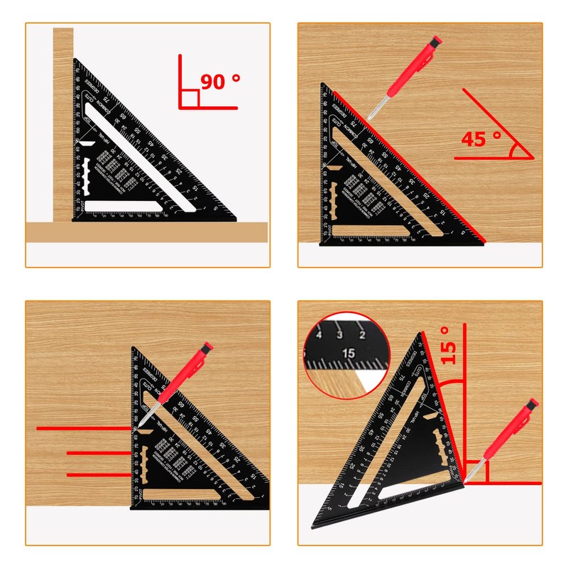 Adusa Carpenter's Square, Multifunctional Carpenter's Square 17 cm Metric, Try