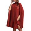 Rooscier Women's Mock Neck Cloak Sleeve Pleated Keyhole Back Flowy