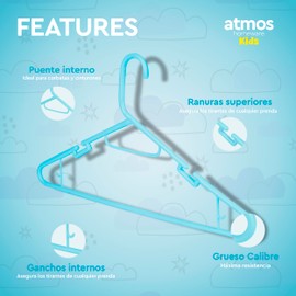 Atmos Homeware Ganchos para Ropa de Niños | Ganchos de Plástico Premium para Colgar Ropa de Niño, Niña y Bebé | Gruesos, Resistentes y Duraderos | Paquete de 20 Perchas para Ropa Infantil Color Azul