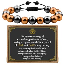 PEALICIOUS Copper Bracelet for Women Magnetic Bracelets for Men 99.99% Pure Copper Beaded Bracelets with 3500 Gauss Neodymium Magnets as Arthritis Bracelets Copper Health Jewelry Gifts
