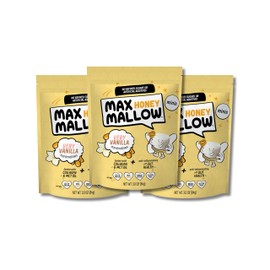 Max Mallow Very Vanilla Mini HONEY Marshmallows – Gut Friendly, Gluten Free, No Refined Sugars, Real Wildflower Honey, Collagen-Infused Snack (3 Pack, Very Vanilla)