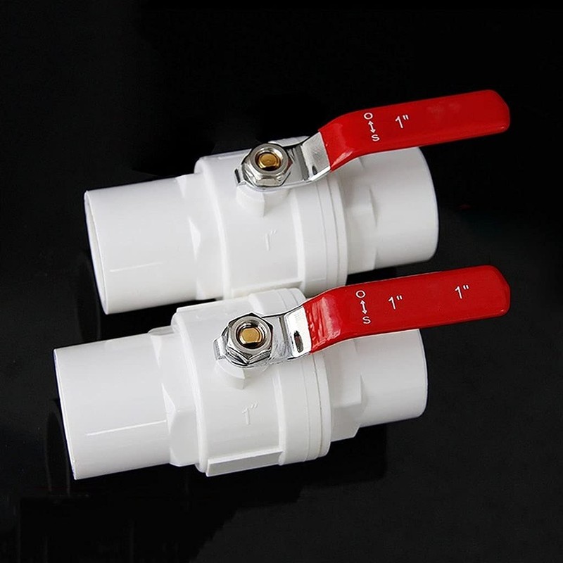 PVC Ball Valve, 20/25/32/40/50/63/75mm Inner Diameter Red Anti-Slip Steel Handle