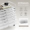 RELAX4LIFE 12-Drawer Rolling Storage Cart - Mobile Utility Cart on