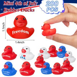 MiniInflat 100 Pcs Independence Day Rubber Ducks Patriotic Rubber Ducks Red White Blue Assorted Rubber Duckies Bulk 4th of July Mini Rubber Ducky Pool Bath Duck Toy for Classroom Exchange Gifts