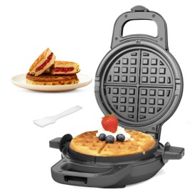 SugarWhisk 6" Stuffed Waffle Maker Rotating, Flip Waffles Maker Machine with Removable Waffle Ring, Ceramic Coated Belgian Waffle Maker for Kids, Waflera Electrica, Waffle Iron, Graphite