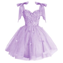 vintys Womens Sequin Homecoming Dresses 2025 Short for Teens Lilac Sweetheart Prom Dress Bow Straps A Line Quinceanera Dress 02