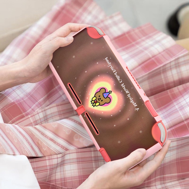 DLseego Case for Switch Lite,Lovely Bear Heart Element Protective Soft