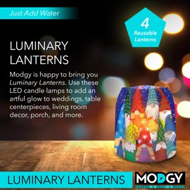MODGY Luminary Lanterns Candle Holder Decorative Indoor Outdoor Decor, Lanterns for Wedding Centerpiece Decoration Outside Patio 4-Pack, with Flameless Floating LED Candles Tomte