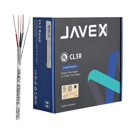 JAVEX 22/4 UL13 CL3R Wire (100 FT), 22-Gauge AWG, 4 Conductor [100% Shielded, Oxygen-Free Copper] HighFlex Copper Strands for Security, Control and Alarm System Installation, White
