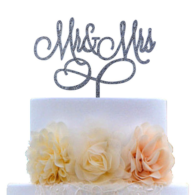 Decoración para tarta con texto en inglés «Mr and Mrs»